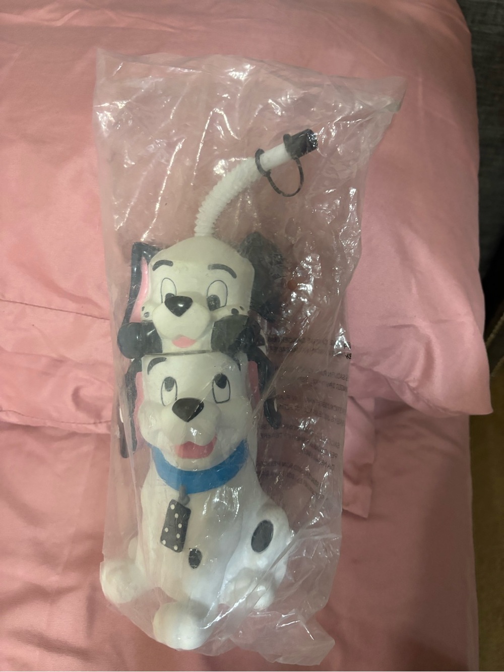 White Dalmatian Dog Plush Chew Toy with Blue Collar Tumbler